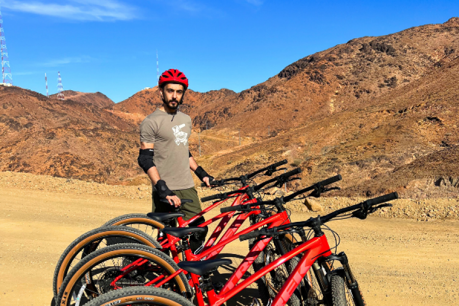 Extreme Mountain Biking Descent from Mount Uhud Summit